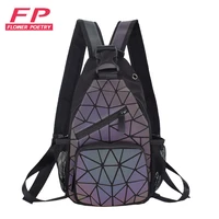 2019 new men backpacks multifunctional women geometric school backpack with headphone hole luminous man shoulder chest bags