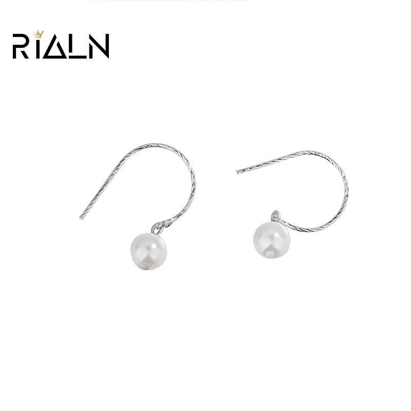 

RIALN 925 sterling silver earrings female fashion wild classic pearl girl student ladies earrings