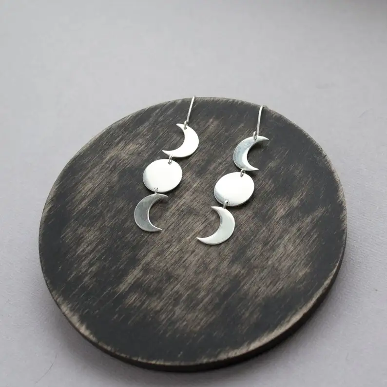 Серьги в виде фазы Луны серьги богини тройной ведьмы стиле бохо из стерлингового
