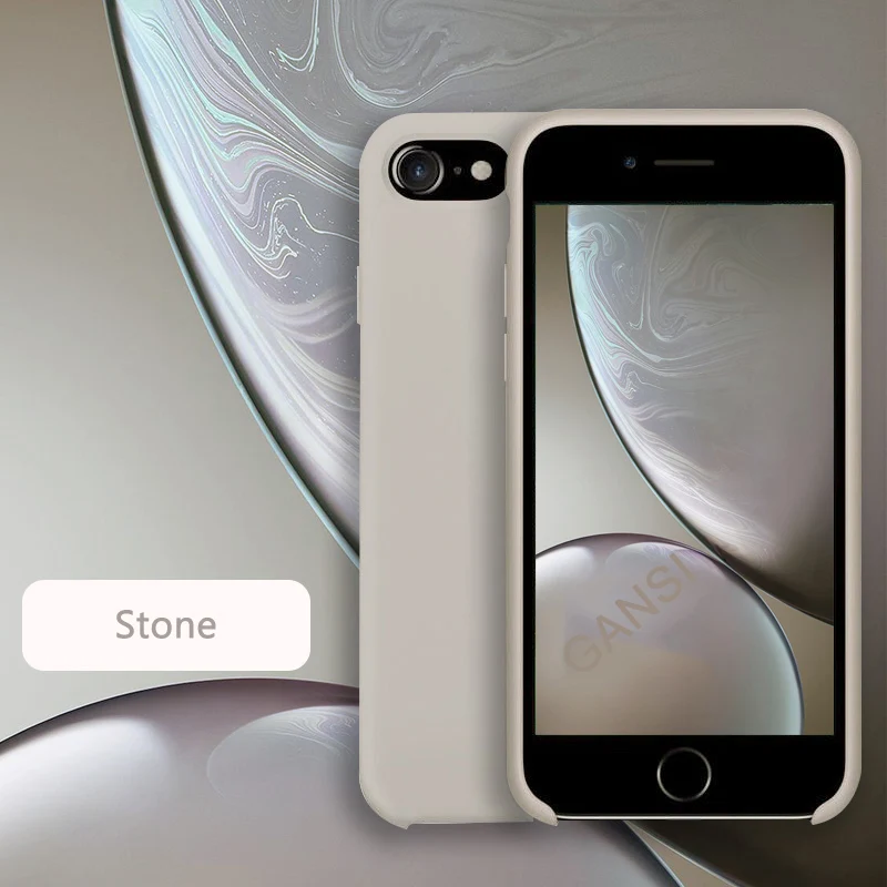 Stone Официальный силиконовый чехол для iPhone 11 Pro MAX XR X Xs MAX чехол s для apple iPhone 7 8 Plus 6 6s 5 5S SE чехол с логотипом - Цвет: Stone