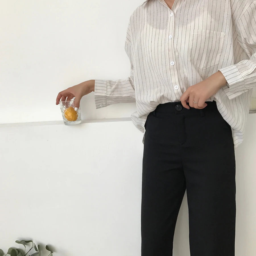 Женские свободные брюки с высокой талией повседневные длинные однотонные