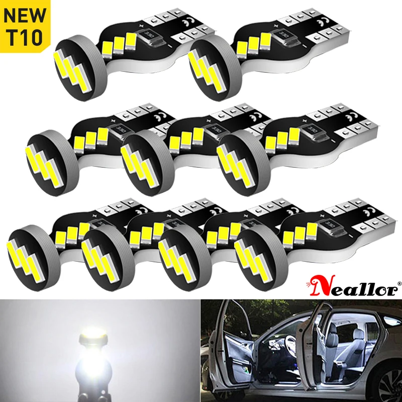 

10 шт., Автомобильные светодиодные лампы W5W 4014SMD T10 194 168