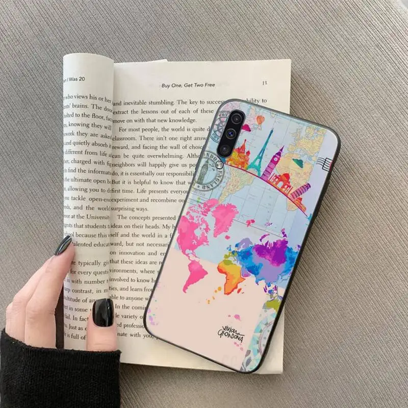 

World Map Travel Phone Case For Samsung galaxy S 7 8 9 10 20 edge A 6 10 20 30 50 51 70 note 10 plus