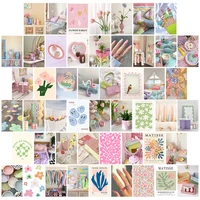 50pcs danish pastel aesthetic wall collage kit pink theme poster warm color dorm art collage card bedroom decor gift for teens