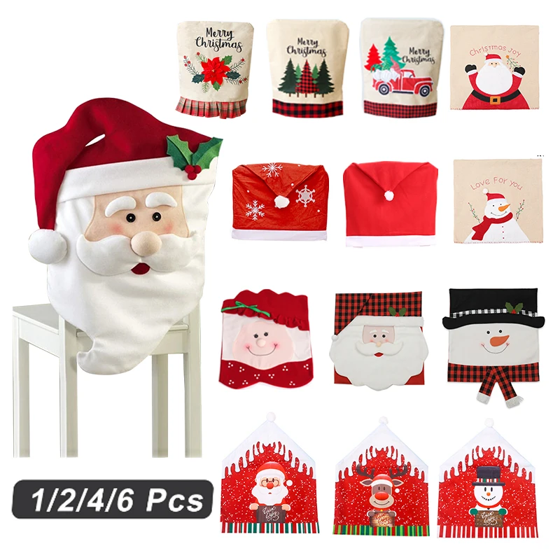 

2021 New Year Decor Santa Chair Cover Christmas Decoration Home Decor Dinning Tables Decoration Chair Cover Fluffy Chairs