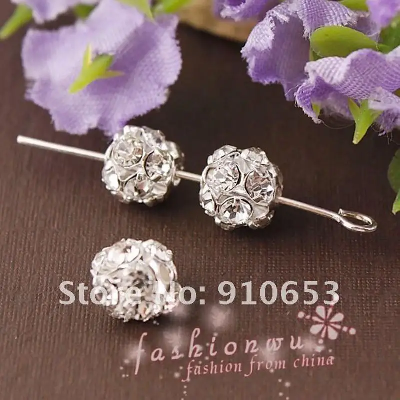 Посеребренные пустые бусины стразы 50 шт. 6 мм (0837)|bead ring|bead accesoriesbead supplier |