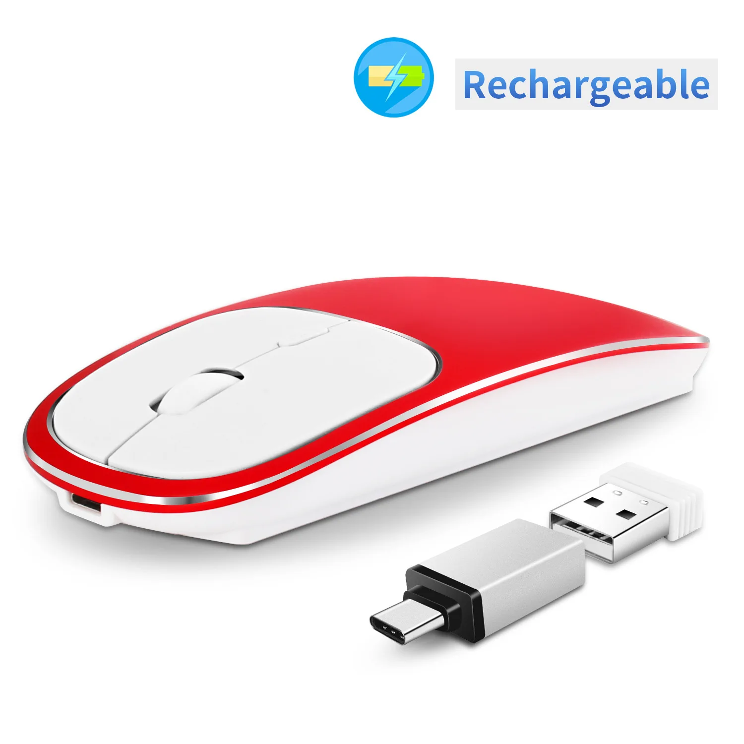 

Cute Aluminum Alloy Wireless Mouse Rechargeable Mute Thin Laptop Unlimited Portable Factory Spot