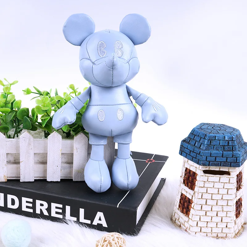 

17cm Disney Keychain Pendant Plush Doll Mickey Mouse Bag Pendant Keychain Plush Toys Pu Leather