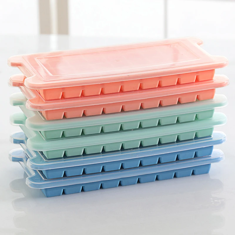 

24Grid Food Grade Silicone Ice Tray With Lid Home DIY Square Ice Cube Mold