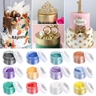 1 бутылка, съедобная Золотая пудра, блестящая пудра, серебряная жемчужная пудра, пекарский цвет, мусс, торт, помадка, макарон, шоколадное украшение