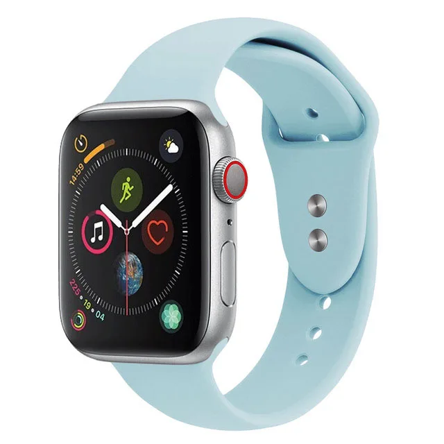 Спортивный силиконовый ремешок с двойной пряжкой для apple watch серии 4321 сменный Браслет ремешок для часов Ремешок для часов для apple watch 42 38 - Цвет ремешка: NO.19-Turquoise