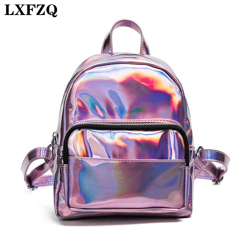 

LXFZQ Holographic women's backpack School Bag for girls a bag Satchel backpacks for teenage PVC mochila bagpack
