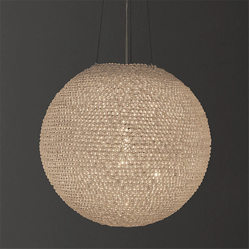 

American modern crystal bead pendant lights study bedroom living room lamps princess ball luster hanging lights deco fixtures