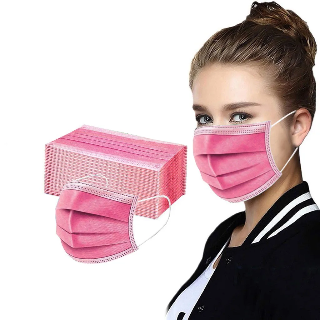 50pcs Women Man Solid Mask 3ply Disposable Face Ear Loop Anti-pm2.5 Dust-proof Outdoor Protective Breathable | Красота и здоровье