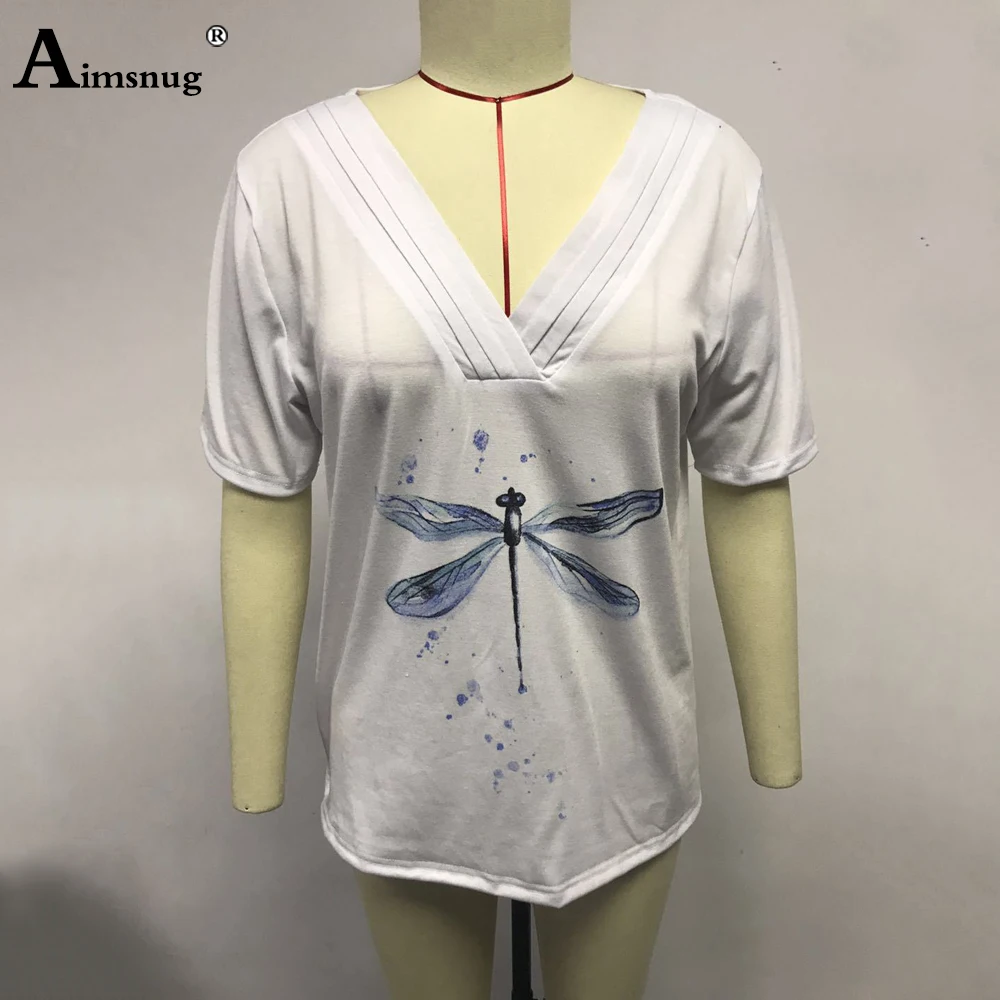 

Plus size 2xl Women New Fashion Print Tops V-neck Short Sleeve Leisure Tee shirts 2020 Summer Ladies Casual Loose T-shirt Femme