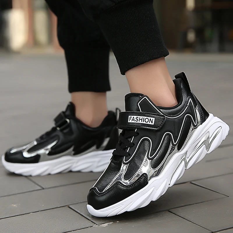 Fashion New Kids Sneakers Outdoor Boys Sport Shoes Children Basket Sneakers Girls Leather Surface Non Slip Casual Running Shoes