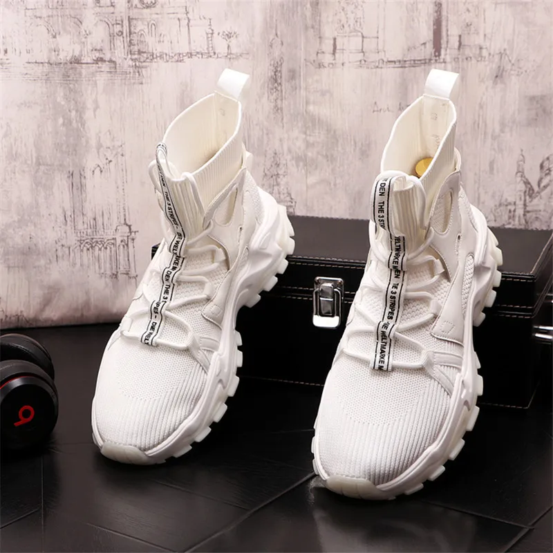 Harga Sepatu Kaus Kaki Rajutan Fashion Musim Panas Sneakers Pria Hip Hop Sepatu Bot Pergelangan Kaki Kasual Sol Tebal Hombre