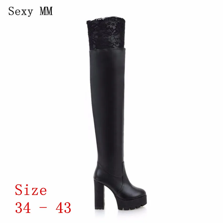 

Spring Autumn Winter Platform High Heels Boots Women Over-the-Knee Boots Stretch Woman Thigh High Boots Plus Size 34-40.41.42.43