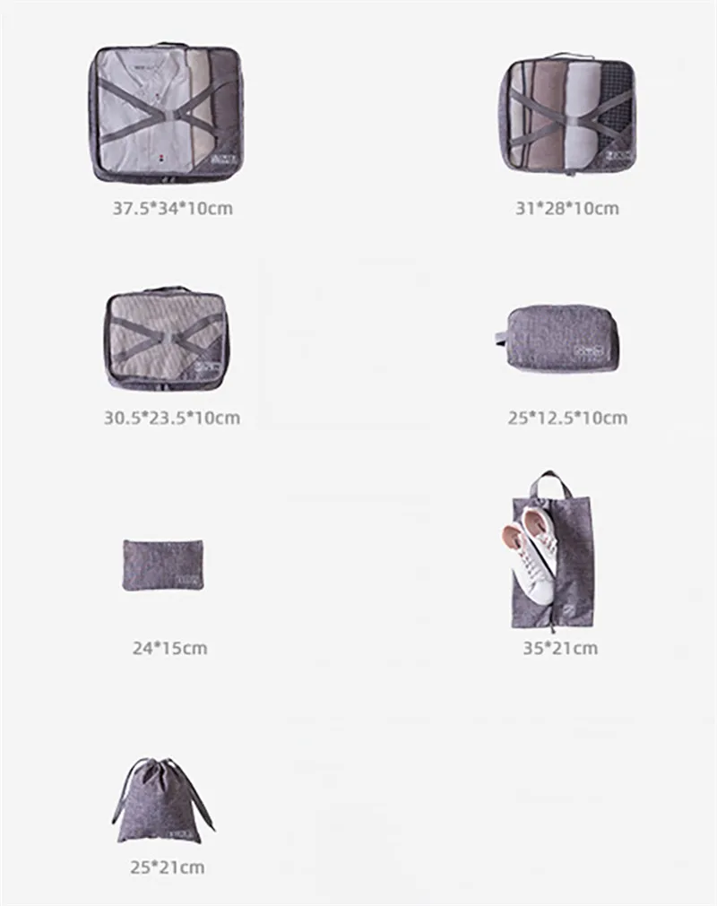 2019 folding travel bag 7-piece suit luggage organizer supplies suitcase sorting clothes packing cubes duffle | Багаж и сумки