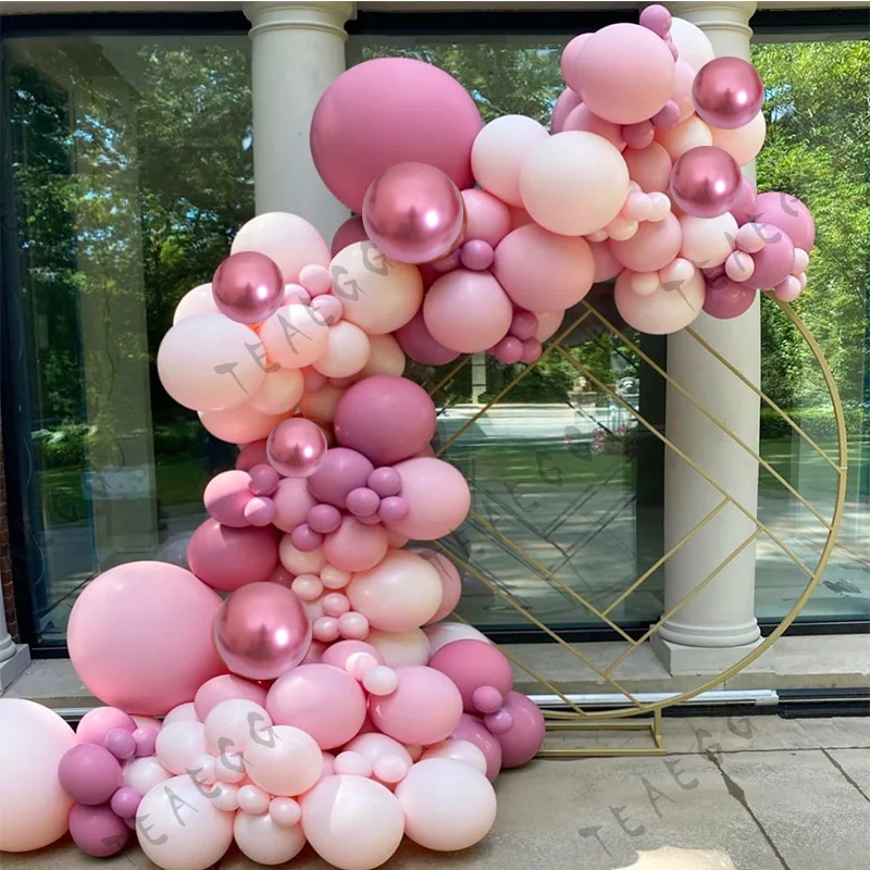 

139Pcs Retro Pink Birthday Balloon Garland Arch Kit Metal Latex Balloons Wedding Party Kids Decorations Baby Shower Decor