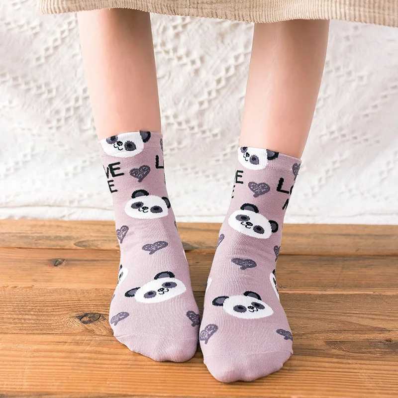 

New Cartoon Women's Breathable Cotton Socks Cute Lovely Animal Pattern Girl Sock Combed of Pure Cotton 1pair Female Socks
