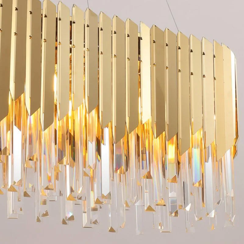 

Luxury Modern Crystal Pendant Lights For Dining Room Rectangle Gold Home Crystal Lamp Kitchen Island LED Crystal Pendant Lights