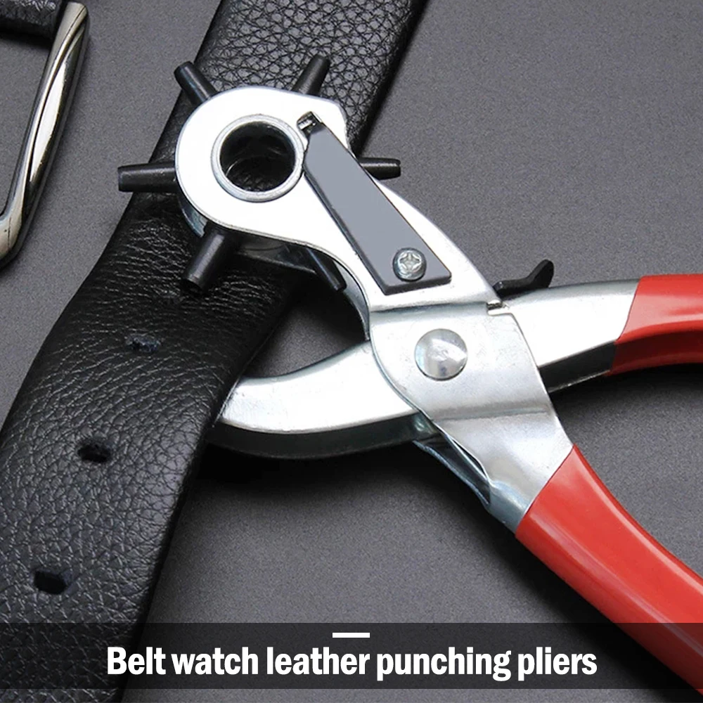 

Leather Belt Hole Punch Plier Eyelet Puncher Revolve Sewing Machine Bag Setter Tool Watchband Strap Household Leather Craft