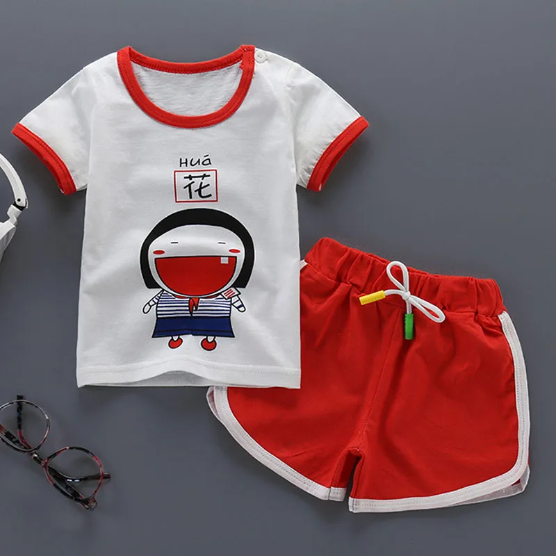 kids wear summer short-sleeved T-shirt beach pants two-piece striped plaid fashion sports suit hot sale child quality clothing | Детская