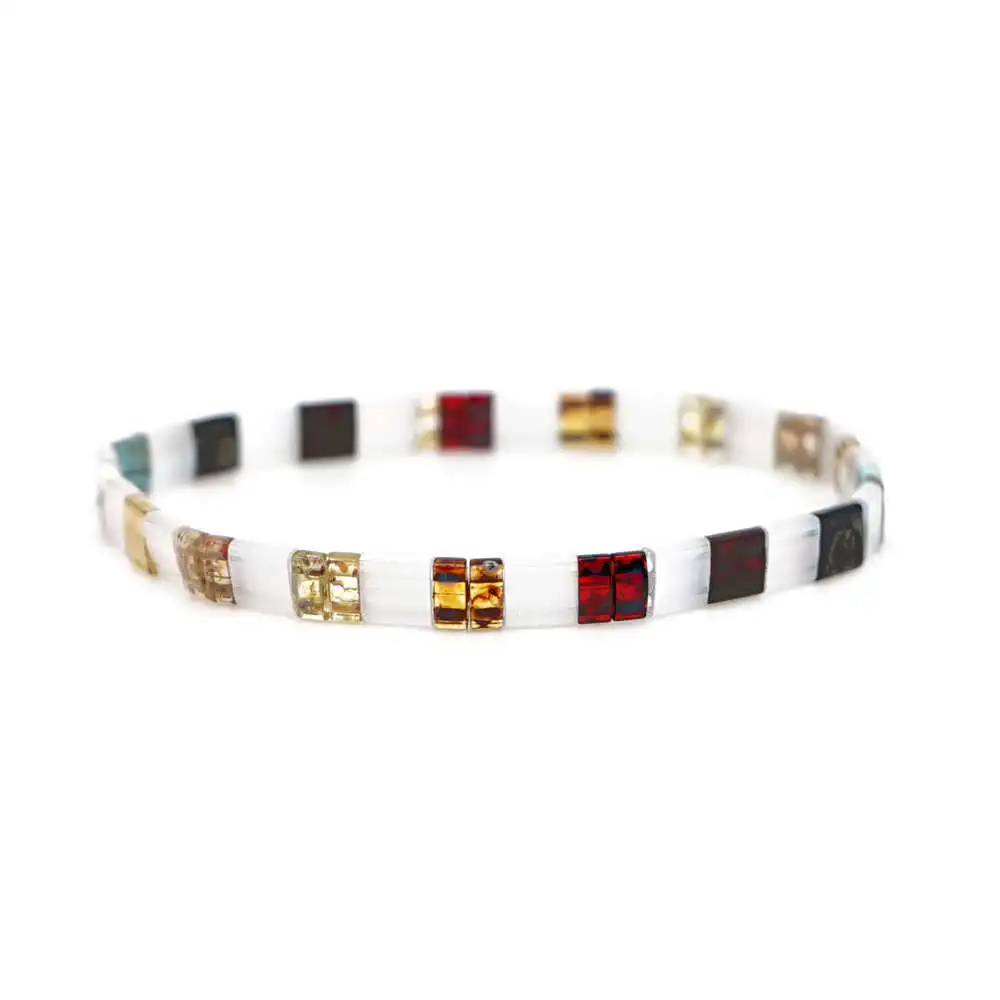 Go2boho MIYUKI браслет Радуга Тила бусины браслеты Pulseira Mujer женские ювелирные изделия Красочные богемные летние пляжные ручной работы - Окраска металла: TL-B190253D