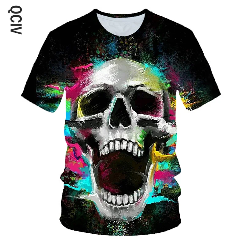 Детская футболка с черепом в стиле хип хоп психоделическим скелетом рубашки панк