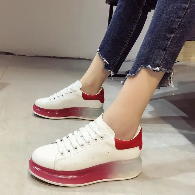 Women Flats Shoes Fashion Red Sole Soft Rubber Heels Platform Womens Casual Cross Tied Lace Up Zapatos De Mujer Runway | Обувь
