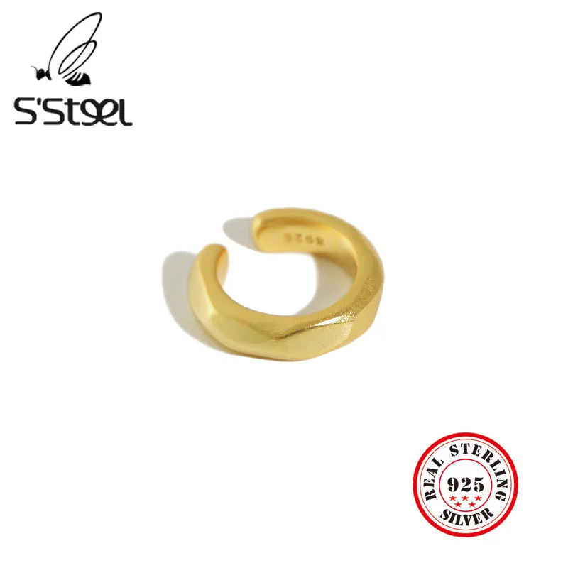 

S'STEEL 925 Sterling Silver Earrings For Women Irregular Gold Clip Earrings Ear Cuff Pendiente Sin Agujero Mujer Plata Jewerly