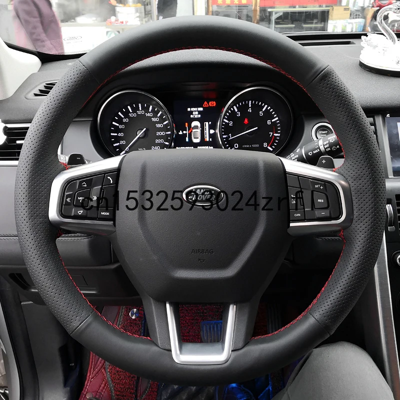 

DIY Sew Customized Steering Wheel Cover For Land Rover Discovery 4 5 Freelander Range Rover Sport Car Accessories