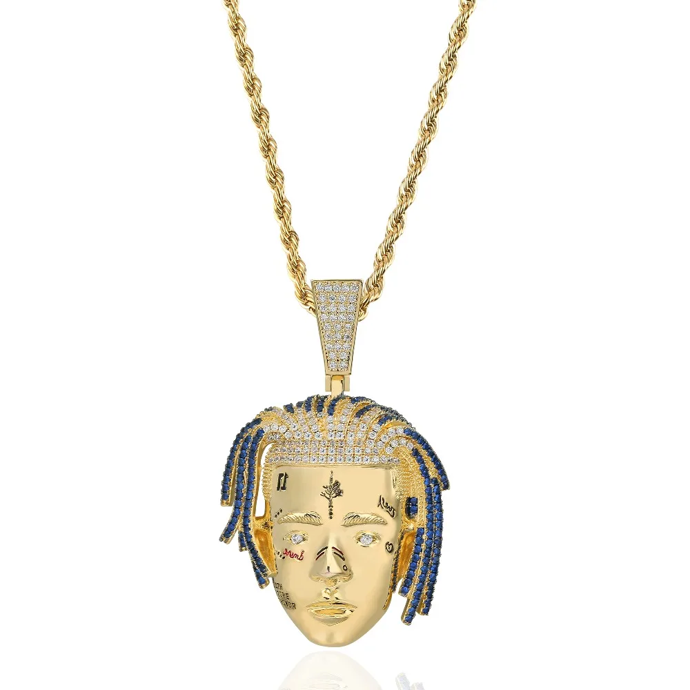 

Personalized Rapper XXXTentacion Pendant Necklace Men Iced Out CZ Chains Hip Hop/Punk Gold Color Charms Jewelry Gifts