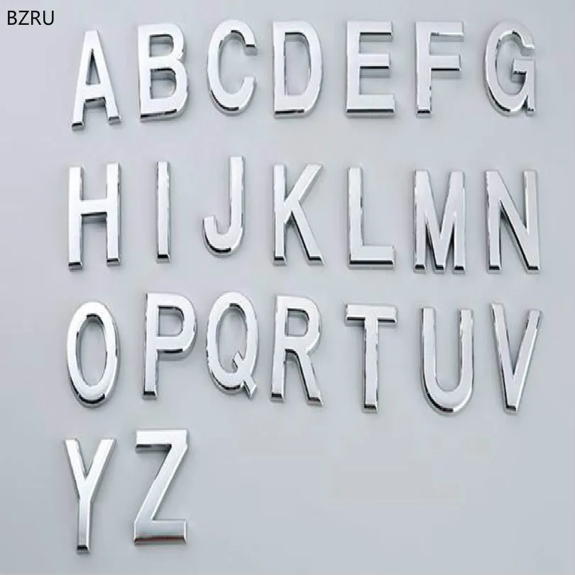 

BZRU SILVER PVC DIY Letters+numbers car emblem combination emblem car logo model car badge sticker with paste