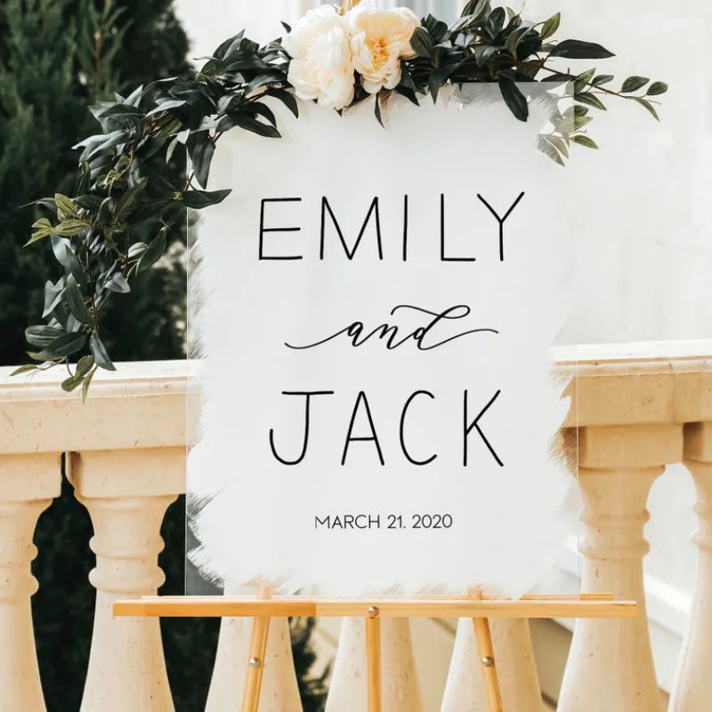 

Personalized Acrylic Wedding Welcome Sign, Brushed Back Acrylic Sign,Welcome Sign for Modern Wedding Decor,Custom Party Sign