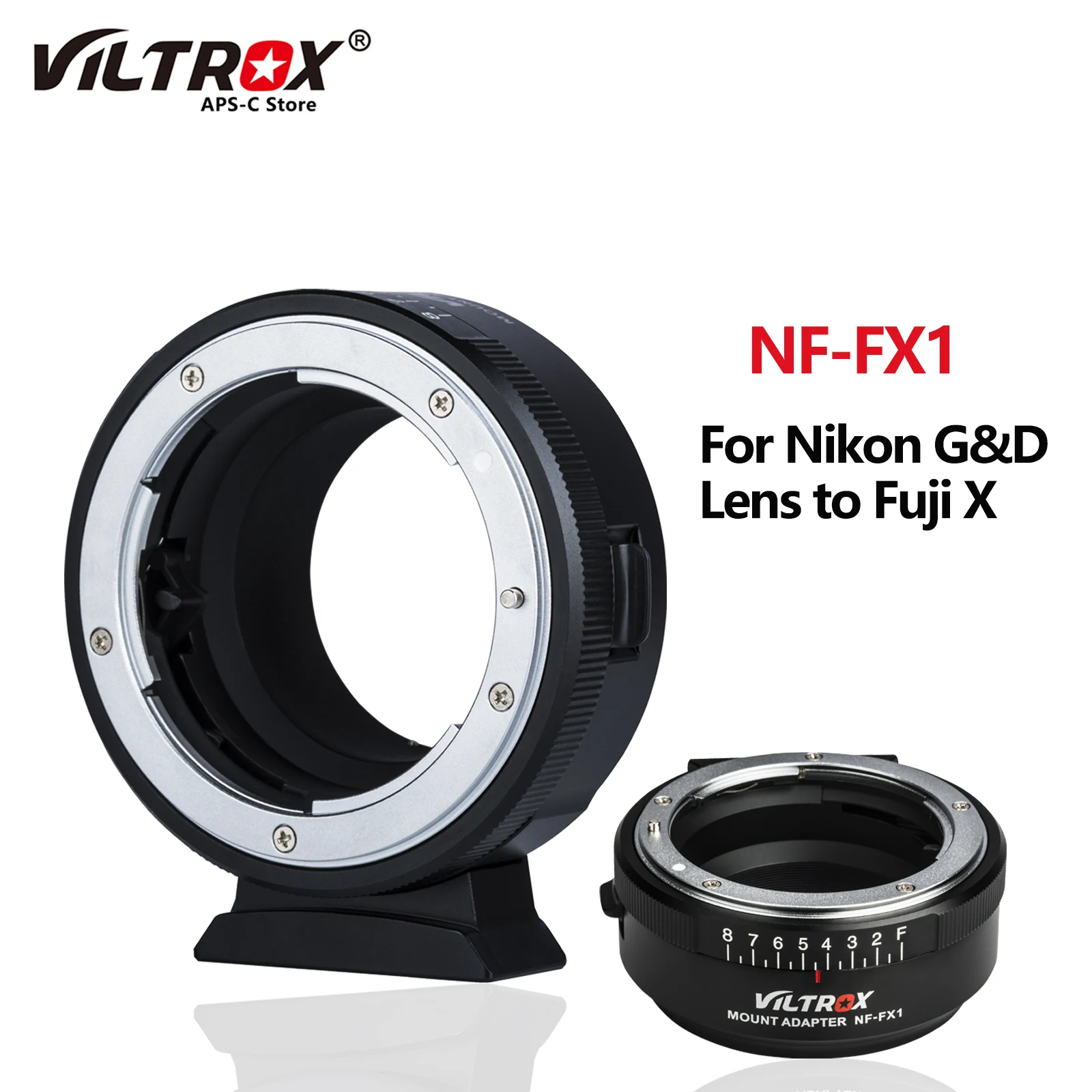 Viltrox NF-FX1 Lens Mount Adapter Tripod Mount Aperture Ring for Nikon G&D-Mount Lens to Fuji X-T2 X-T20 X-A2 X-PRO2 Camera