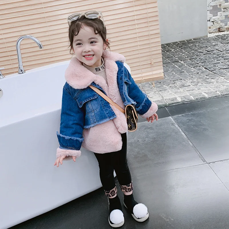 

Girls Baby's Kids Coat Jacket Outwear 2021 Hairy Plus Thicken Spring Autumn Cotton Zipper School Outfits Fleece Teenage Children
