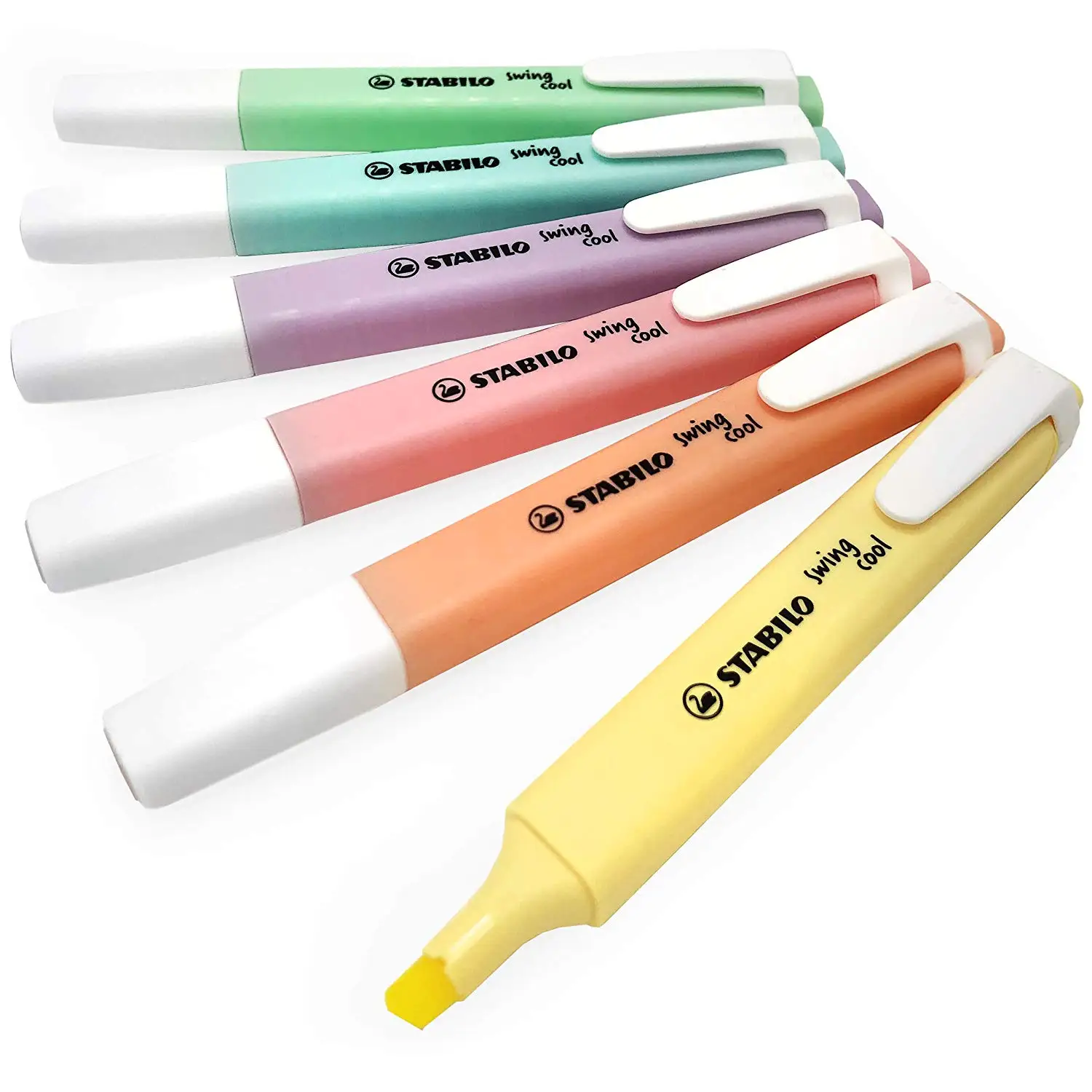 

Stabilo Swing Cool Pastel Highlighter Marker Pens - 1-4mm Pack of 6 Assorted Colours Office and School Supplies