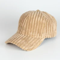 wholesale fashion women and lady corduroy striped flat navy caps autumn and winter solid color sports baseball hats with rope