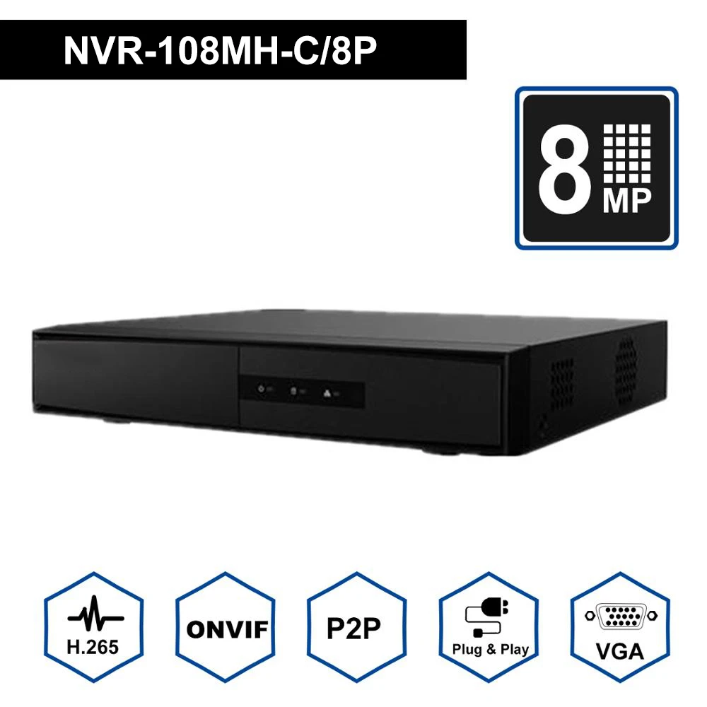 Система видеонаблюдения 4/8ch Onvif NVR-104MH-C/4 P &amp NVR-108MH-C/8 Hikvision Plug Play 4/8 Channel 4K PoE NVR 1 SATA VCA