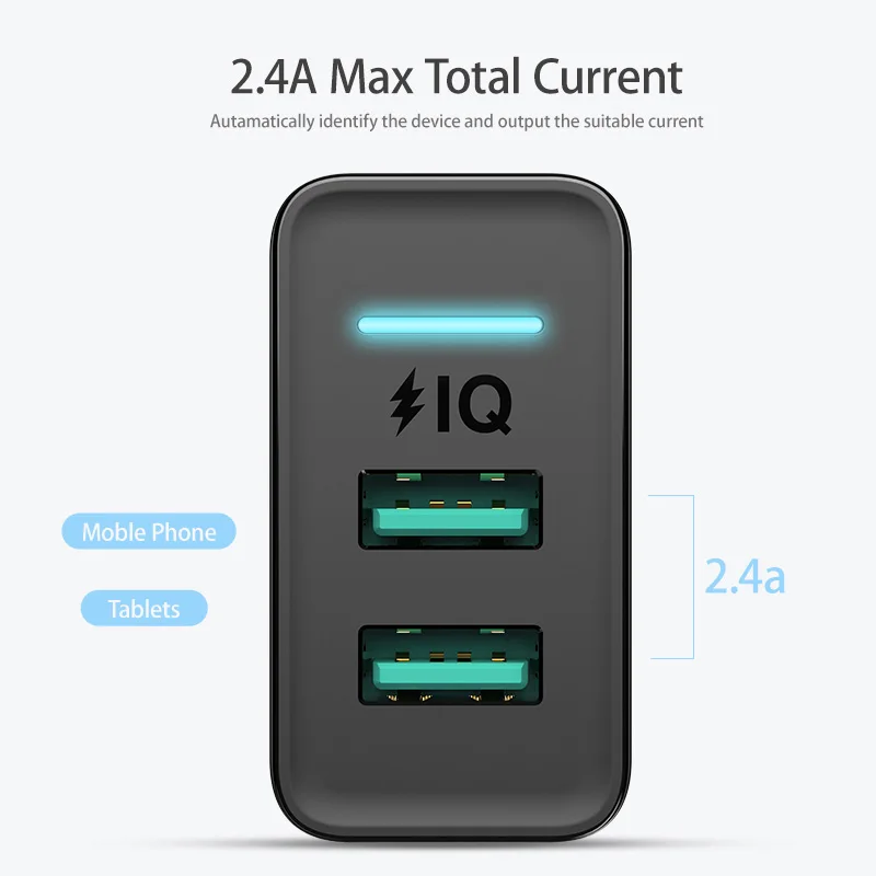 Зарядное устройство с двумя USB портами 5 В 2 4 А|Зарядные устройства для телефонов| |