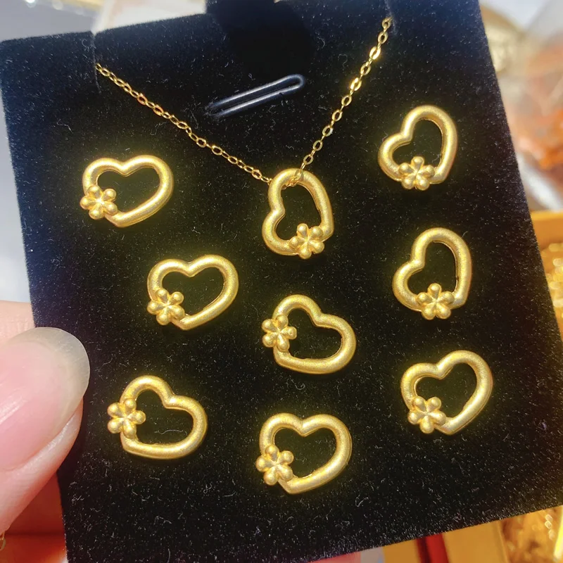 Новое поступление подвеска из желтого золота 24 К 999 пробы в форме сердца цветка