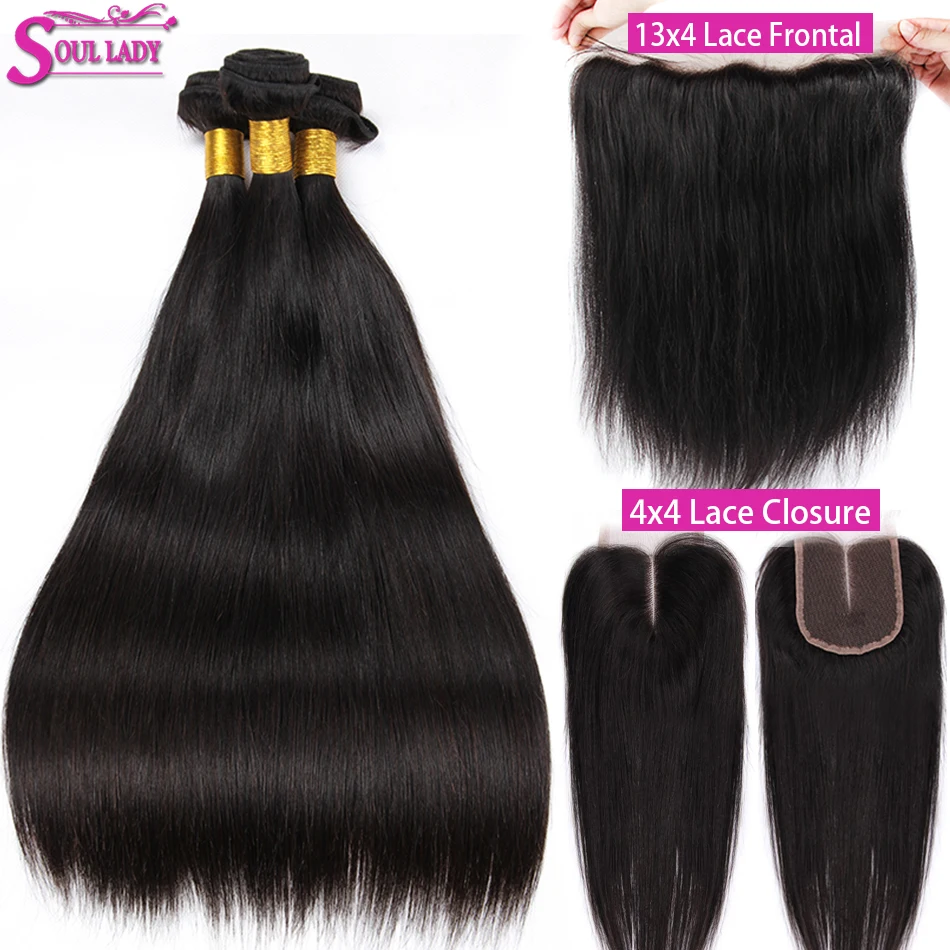 Soul Lady бразильские прямые пучки с застежкой прозрачные кружевные фронтальной