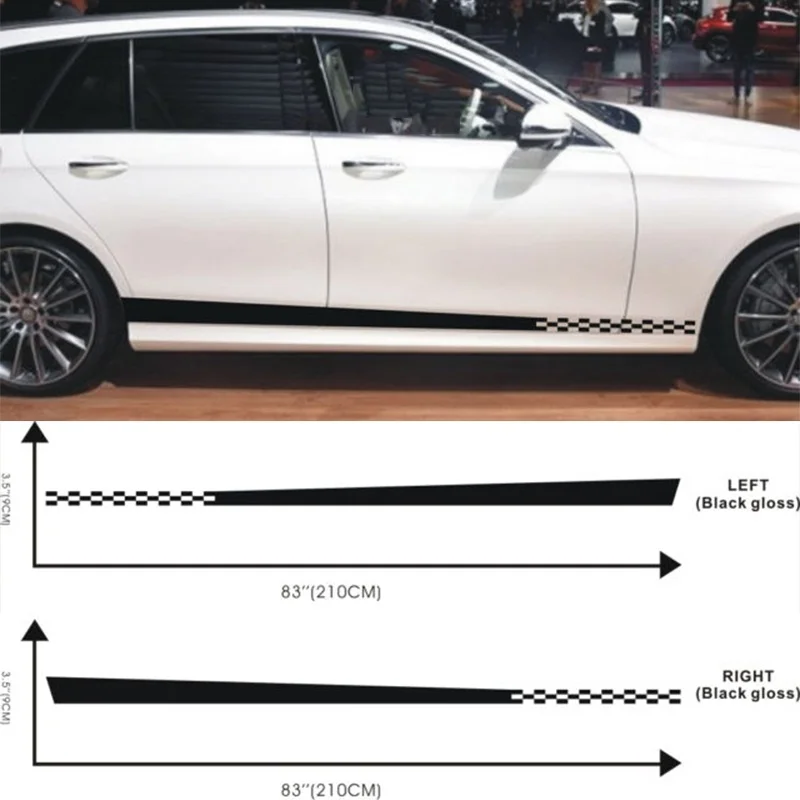 Для (1 пара/2 шт.) Автомобильные гоночные полосы флаги Нижняя дверь панели наклейка