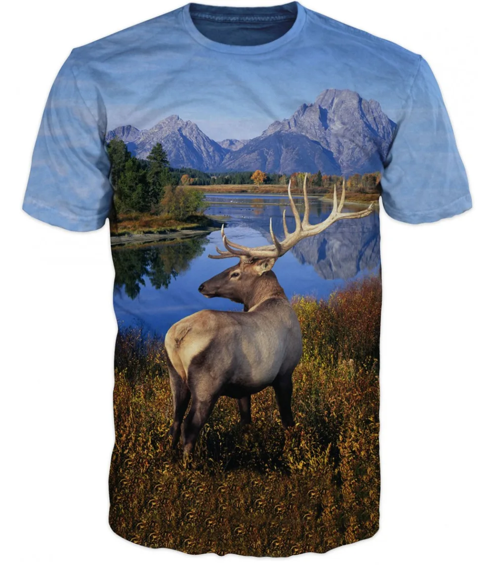 

2018 3D Printed Cool MAN IN THE MOUNTAIN DEER T-SHIR Crewneck Hip Hop Famous Brand T Shirt