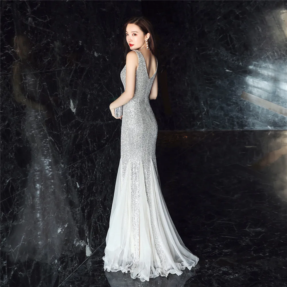 AE478 Robe De Soiree сексуальные с v образным вырезом Длинные элегантные вечерние платья