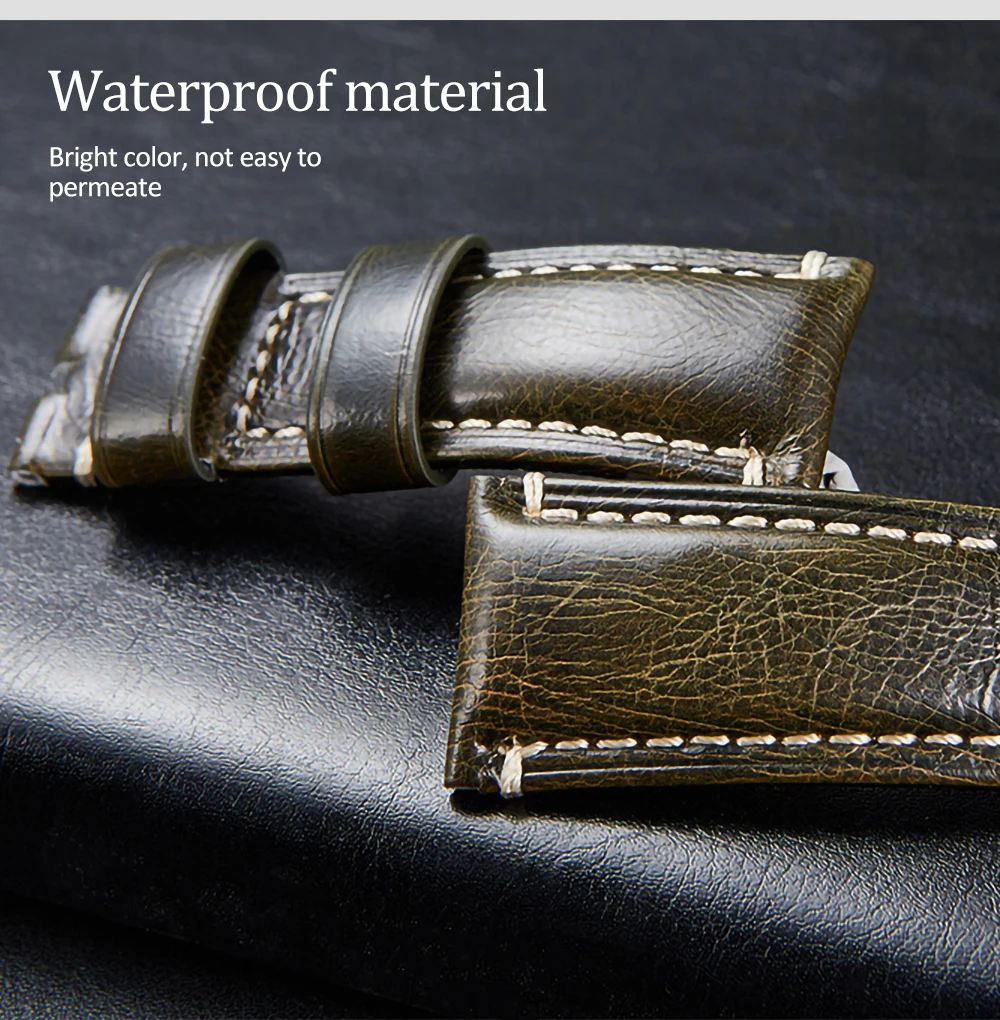 Fashion Oil Wax Genuine Leather Watch Band 20mm 22mm 24mm 26mm Watch Straps Watchbands Belt brown blue black