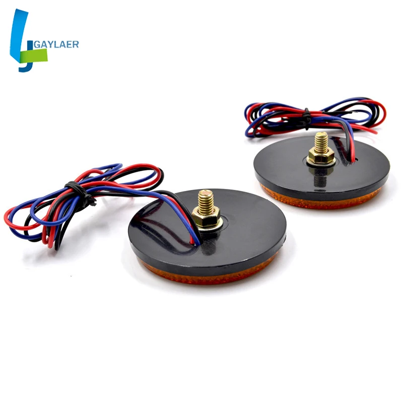 Pair 12V LED Motorcycle Round Reflector Tail Brake Turn Signal Lights Lamp Bulbs Stop Warning Light ATV Taillight |