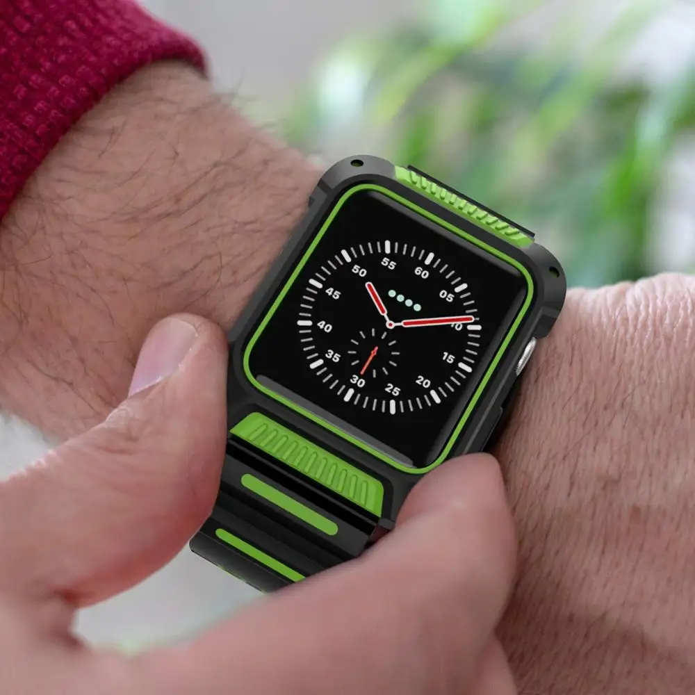 Силиконовый чехол 2 в 1 для Apple Watch 5 4 44 мм 40 Защитный дышащий спортивный браслет iwatch